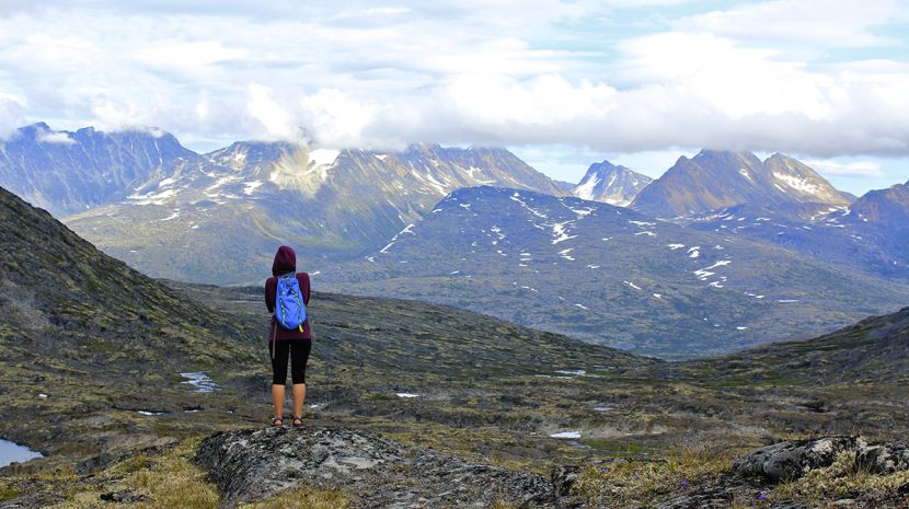 A hiker in Tormented Valley